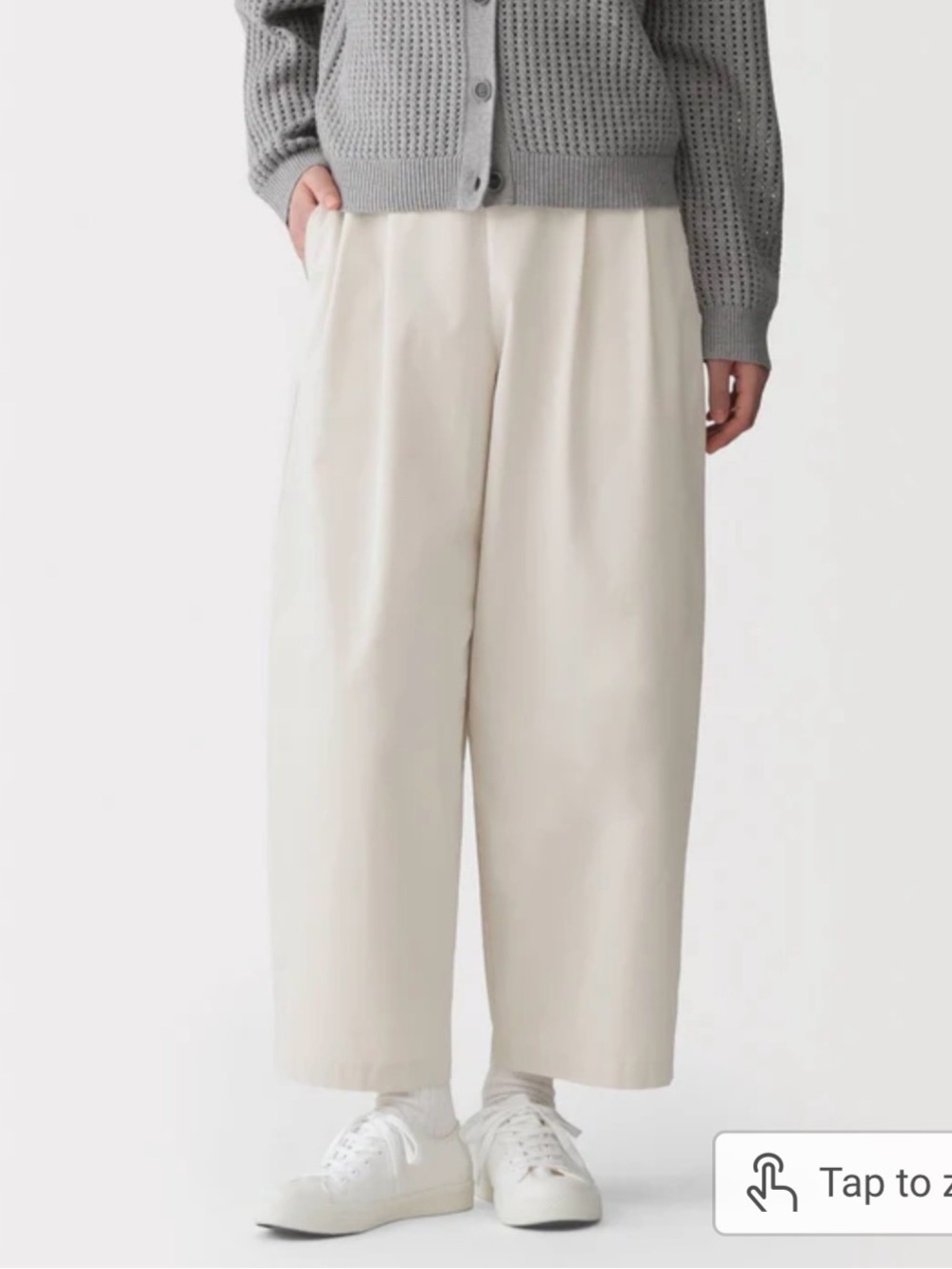 Muji Wide-Leg Cropped Trousers in Ivory